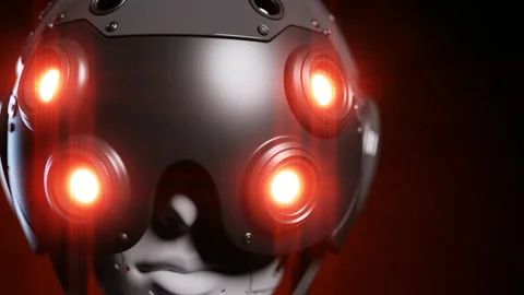 A robot observes what is happening in close-up, the concept of artificial int 스톡 동영상 270047296