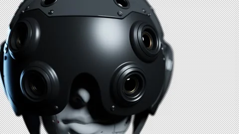 A robot observing the situation in close-up, animation on the theme of artifi Stock Footage 268975721