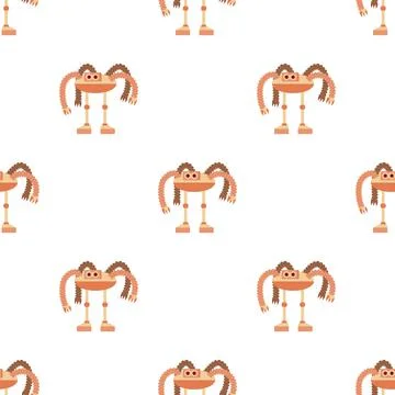 Robot octopus pattern seamless vector Stock Illustration