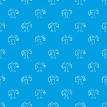 Robot octopus pattern vector seamless blue Stock Illustration