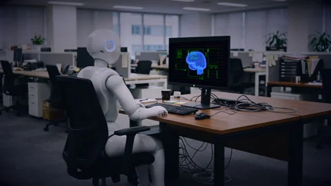 Robot in office setting Stock Footage 341436704