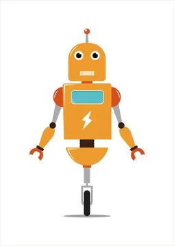 Robot with one wheel in flat style isolated on white background Stock Illustration