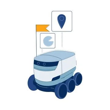 Robot Online Delivery Service with Automatic Machine Vector Illustration Stock Illustration
