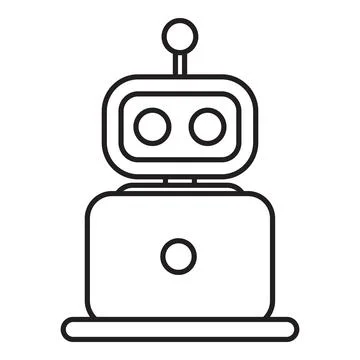Robot operating laptop, embracing the future of technology Illustrazione stock