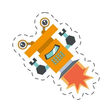 Robot operator technology artificial cutting line Stock Illustration