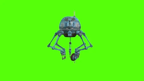 Robot Orb using circular saw Green Screen Animation 4k Rendering Stock Footage 263605303