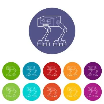 Robot ostrich icons set vector color Stock Illustration