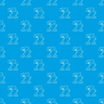 Robot ostrich pattern vector seamless blue Stock Illustration