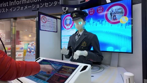 Robot outside a tourist information centre in Japan Stock Footage 260784204