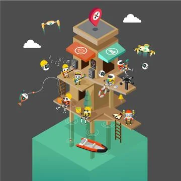 Robot party Stock Illustration