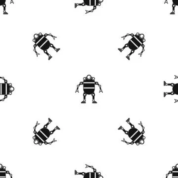 Robot pattern seamless black イラスト素材