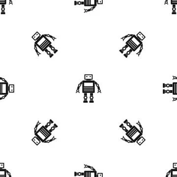 Robot pattern seamless black Stock Illustration