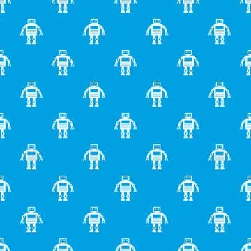 Robot pattern seamless blue Stock Illustration