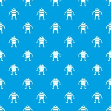 Robot pattern seamless blue Stock Illustration