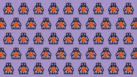 Robot Pattern - A Seamless Retro Tech Background. Stock Footage 325381754