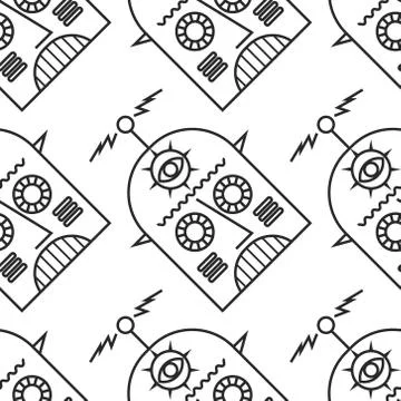 Robot pattern on white Stock Illustration