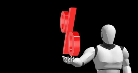Robot with percent symbol artificial intelligence Stock Footage 106644671