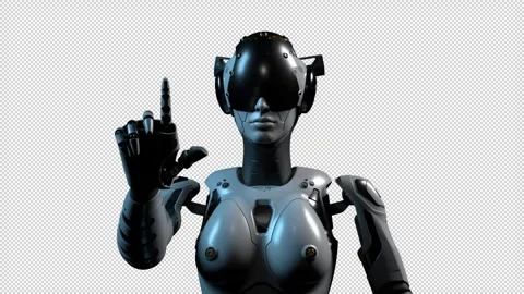 The ROBOT performs an action, . there is an alpha channel Video stock 248495279