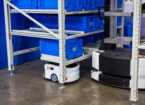 Robot picking materials from rack Stock Photos