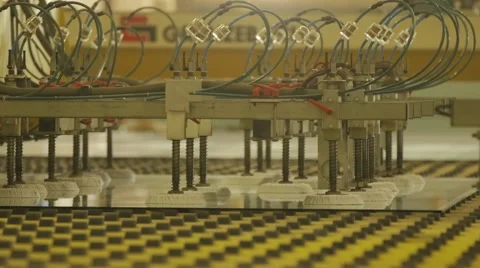 Robot Picks Up Sheet of Glass Stock Footage 62842742