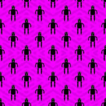 Robot on a pink background vector seamless pattern Illustrazione stock