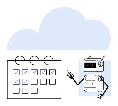 Robot Planner with Calendar and Cloud for Efficient Task Management and Stock Illustration