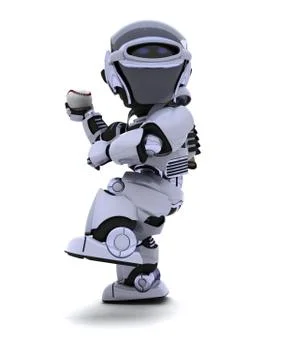 Robot playing baseball Stock Illustration