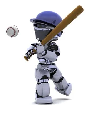 Robot playing baseball Stock Illustration