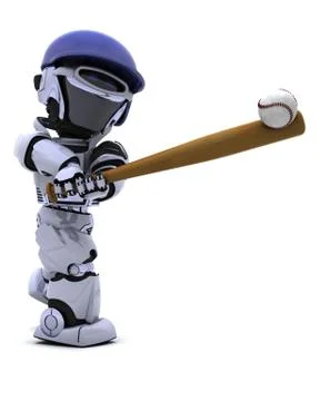 Robot playing baseball Stock Illustration