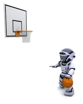 Robot playing basketball Stock Illustration