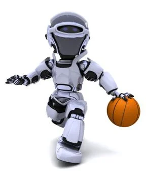 Robot playing basketball Stock Illustration