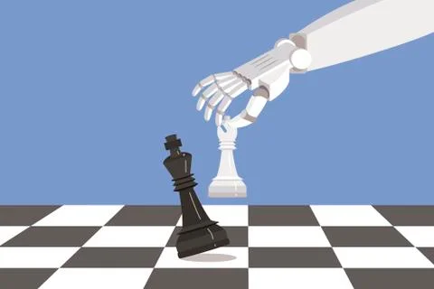 Robot Playing chess and Checkmate Stock Illustration