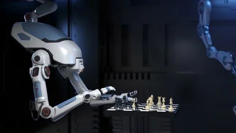 Robot playing a game of chess Stock Footage 150277638