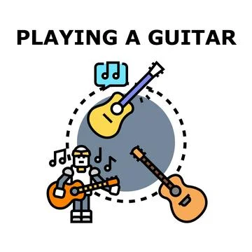 Robot playing guitar creating digital music concept Stock Illustration