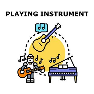 Robot playing music instruments vector flat concept 库存插图