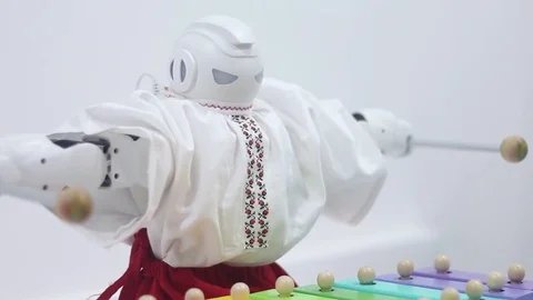 Robot playing a musical instrument Stock Footage 81787052