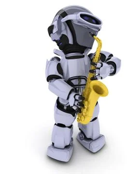 Robot playing the saxophone Stock Illustration