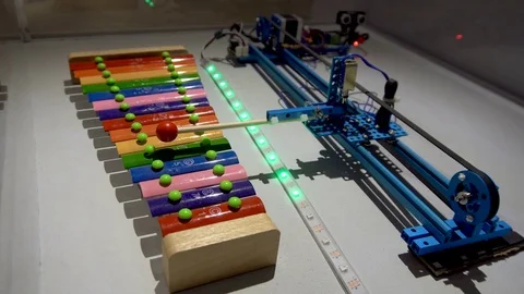 Robot Playing Xylophone Stock Footage 76282238