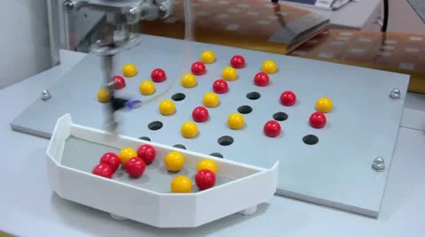 Robot plays game moving balls Stock Footage 12179066