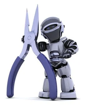 Robot with pliers Stock Illustration