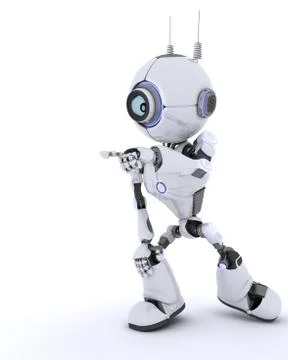 Robot pointing into space Stock Illustration