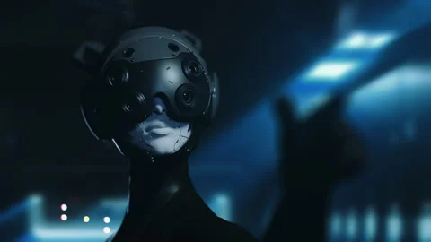The robot points a finger warning of the consequences Stock-Footage 271622060