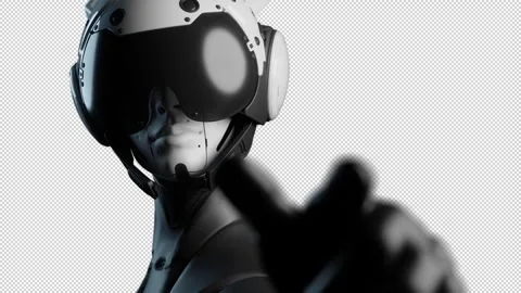 The robot points with its index finger to warn or indicate some action Stock-Footage 268002582