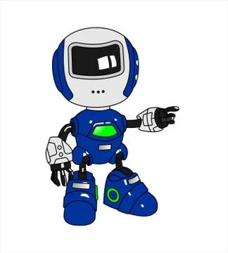 The robot points to the side, points to something. Stock Illustration