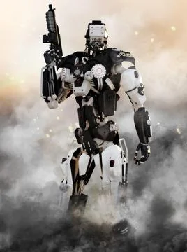 Robot police combat Stock Illustration