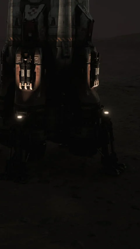 A robot is positioned on a dark surface Stock Footage 339038329
