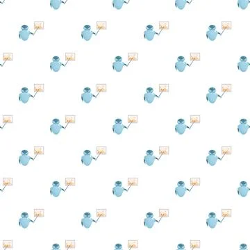 Robot presenting growth chart seamless pattern Stock Illustration