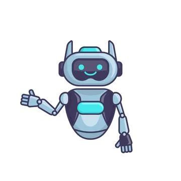 Robot presenting or welcoming gesture vector illustration. Cute robot carto.. Stock Illustration