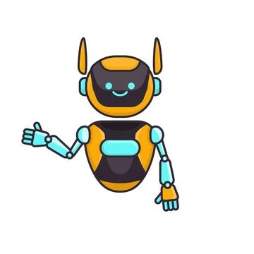 Robot presenting or welcoming gesture vector illustration. Cute robot carto.. Stock Illustration