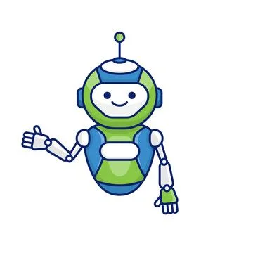 Robot presenting or welcoming gesture vector illustration. Cute robot carto.. Stock Illustration